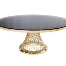 Gold Washington 60'' Round Black Top Table