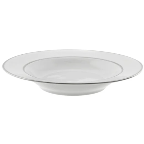 White w/ Silver Rim Soup Bowl