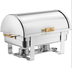 Deluxe 8 Qt. Full Size Gold Accent Roll Top Chafer