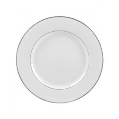 White w/ Silver Rim Dinner Plate