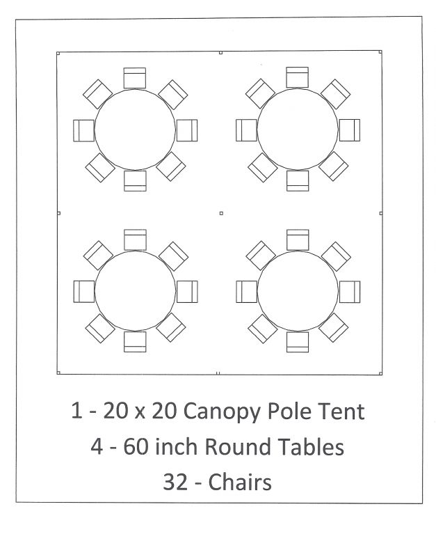 20x20 pole tent package seating