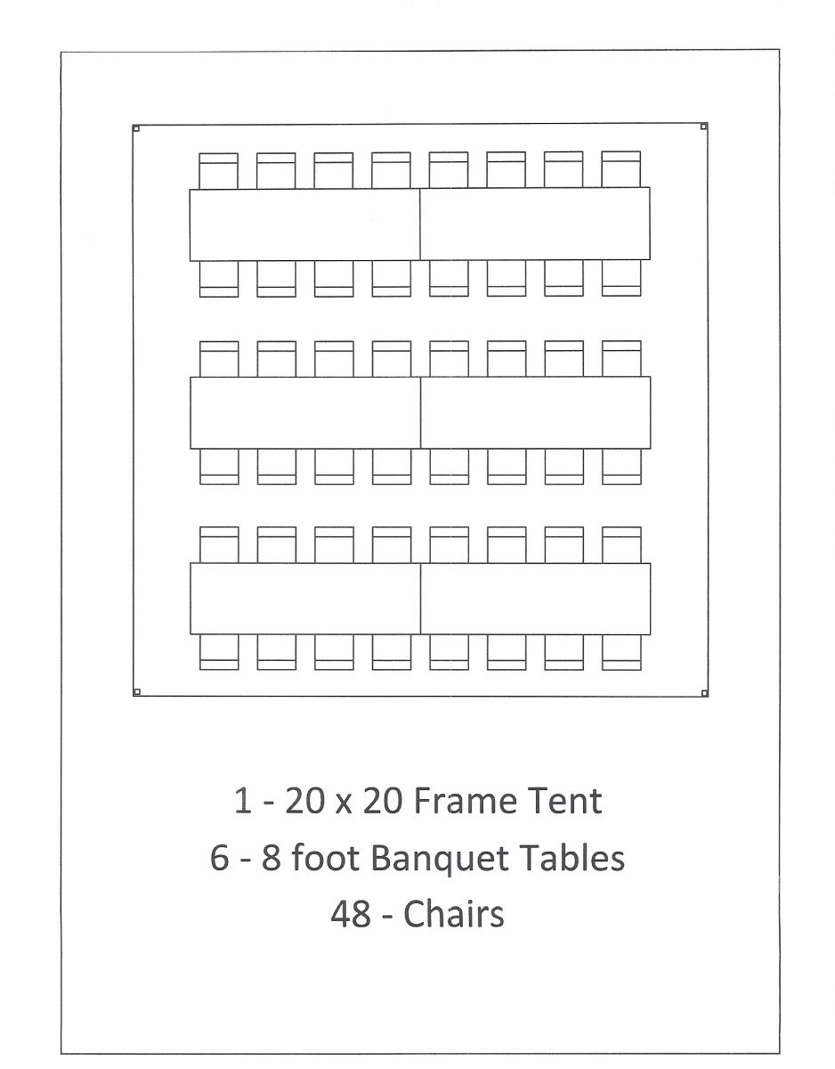 20x20 frame tent banquet seating