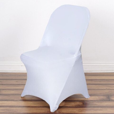 White Spandex Stretch Folding Chair Cover (customer set up)