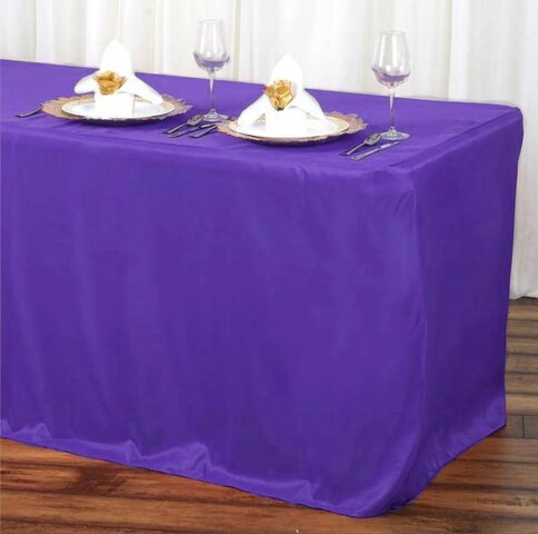 Purple Fitted  Polyester Rectangular Table Cover