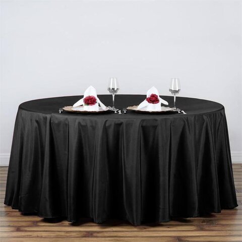 Black Polyester Round Tablecloth