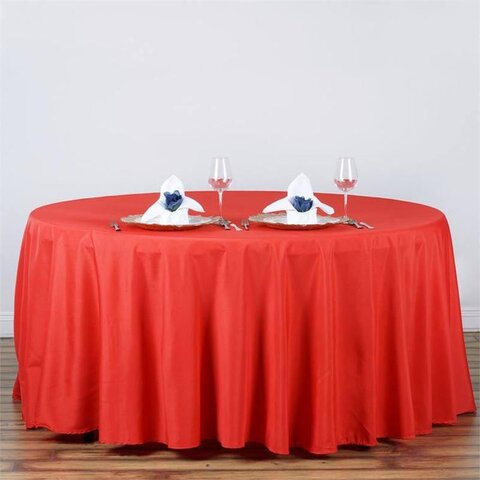 Red Polyester Round Tablecloth