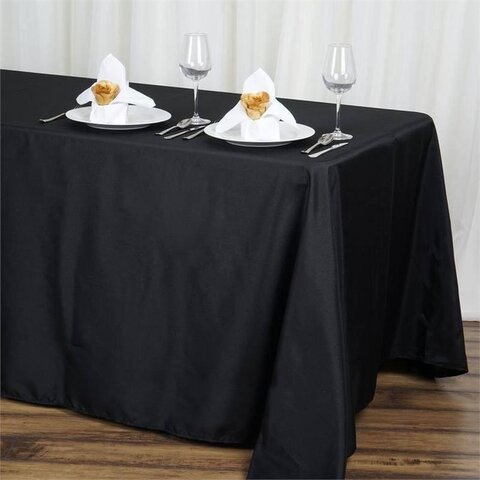 Black Polyester Rectangular Tablecloth