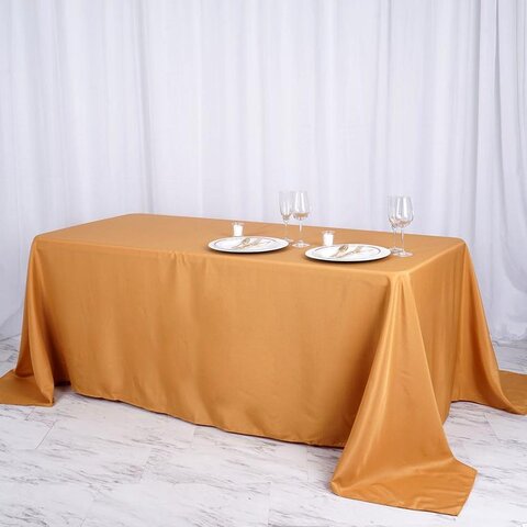 Gold Polyester Rectangular Tablecloth