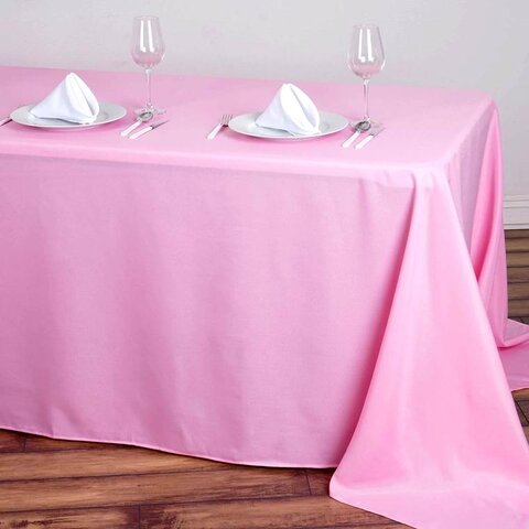 Pink Polyester Rectangular Tablecloth