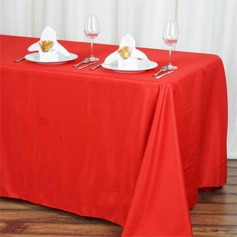 Red Polyester Rectangular Tablecloth