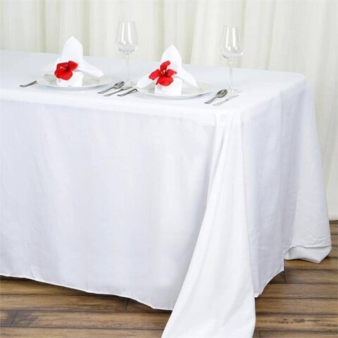White Polyester Rectangular Tablecloth
