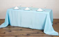 Baby Blue Polyester Rectangular Tablecloth