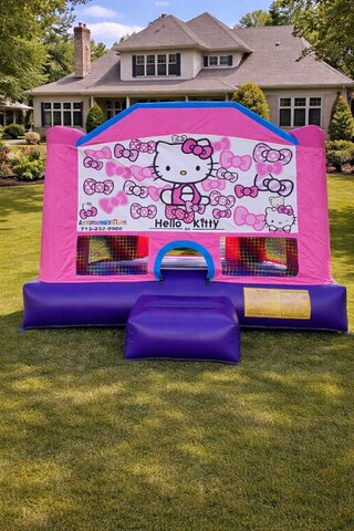 Girly Bounce house with your choice of banner #2