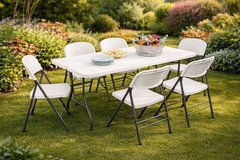 1 Table 6 White Chairs 