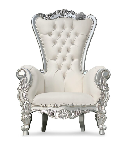 White & Silver Throne Chair