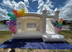 White Bounce House with Slide