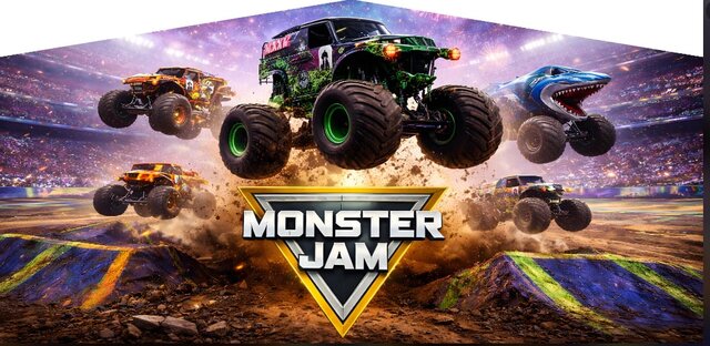 Bounce house banner monster trucks 