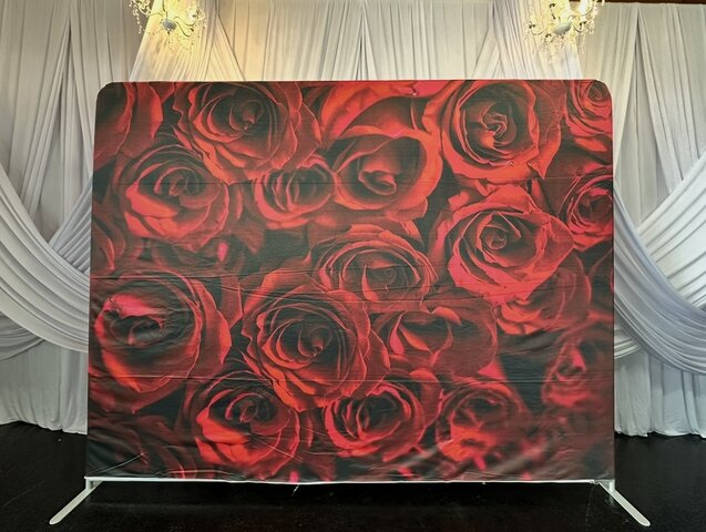 Red Flowers Fitted Backdrop 