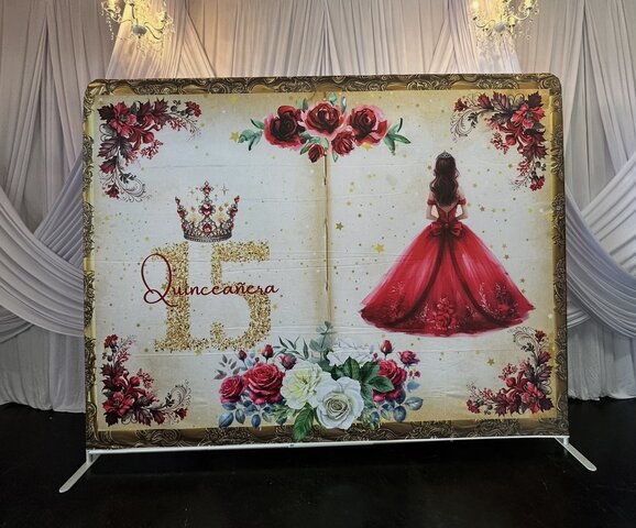 Quinceañera Red Dress Fitted Backdrops