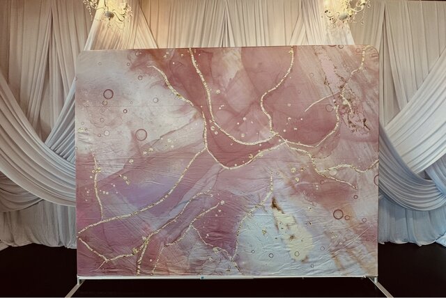 Marbled Pink/Gold  - Fitted Backdrop 
