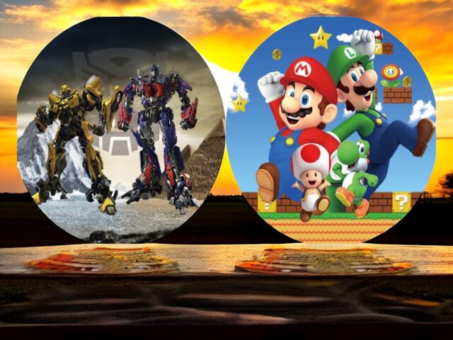 Round Backdrop Cover Double Sided Transformers/Mario