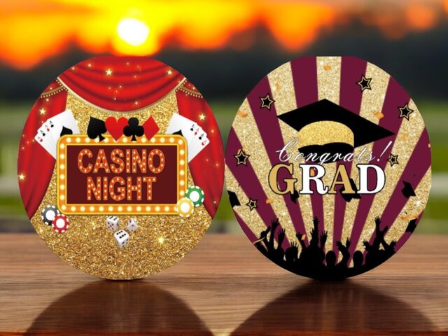 Round Backdrop Double Sided Cover - Includes Stand Casino/ASU Grad