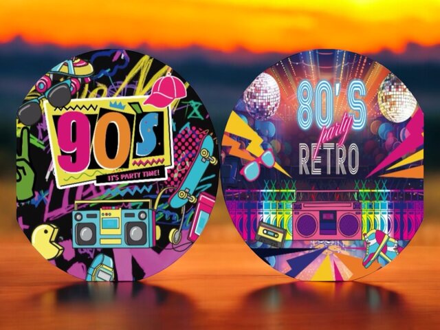  Round Backdrop Double Sided Cover - Includes Stand 90’s/80’s