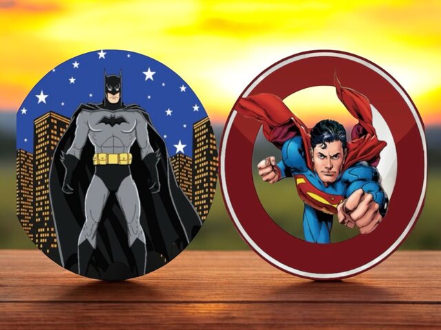  Round Backdrop Double Sided Cover - Includes Stand Batman/Superman