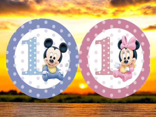  Round Backdrop Double Sided Cover - Includes Stand Mickey 1/Minnie 1