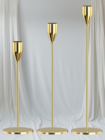 3 Gold Candleholders