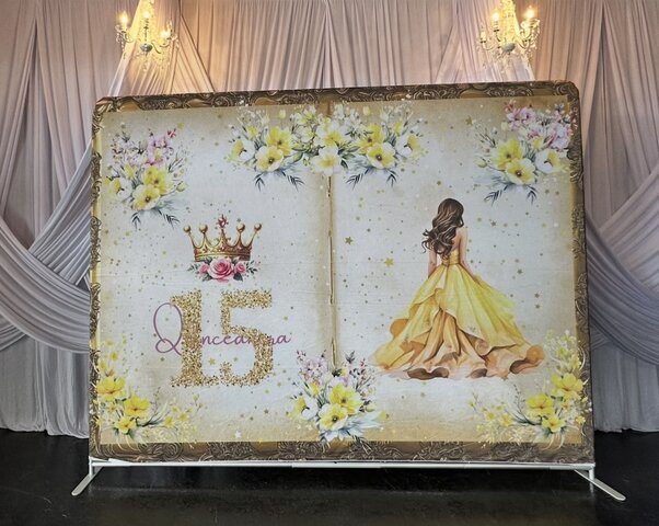 Quinceañera - Yellow dress Fitted Backdrop 