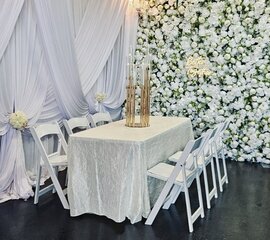 PACKAGE 6 RESIN CHAIRS-1 RECT 6F TABLE- TBC