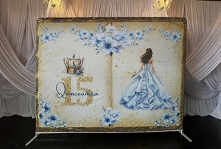 Quinceañera - Light Blue dress Fitted Backdrop 