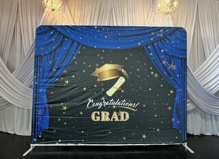 Graduation Blue Fitted Backdrop Covers 