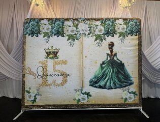 Quinceañera - Emerald Dress Fitted Backdrops