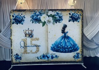 Quinceañera Blue Dress Fitted Backdrops