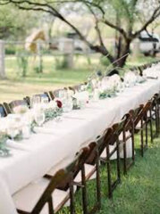 PACKAGE 8 BROWN RESIN CHAIRS- 1 RECT 8F TABLE- TBC 