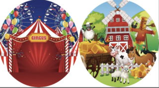 Round Backdrop Circus/Farm Animals