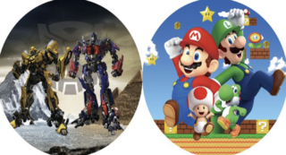 Round Backdrop Transformers/Mario