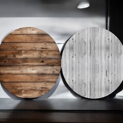 Round Backdrop Double Sided Cover - Includes Stand Wood/White wood