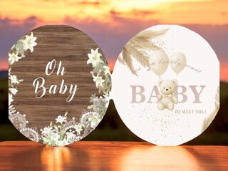 Round Backdrop Double Sided Cover - Includes Stand Oh Baby