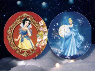 Round Backdrop Double Sided Cover - Includes Stand Snow White/ Cinderella 