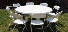 8 FOLDING CHAIRS/ 60"ROUND TABLE PACKAGE