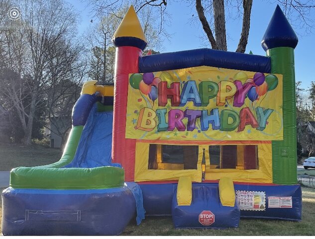 Jolly Jump Bounce House with Slide Combo (Happy Birthday) 
