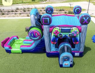 GLITCH Bounce House with Dual Slides Combo (Dry Slide)