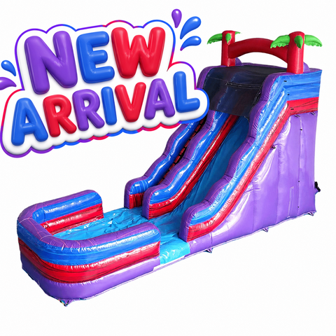 19 FT Purple Palm Splash Water Slide