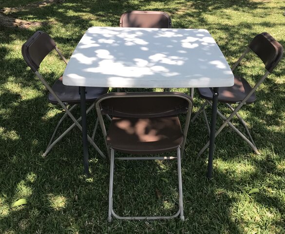 Card Table with 4 Brown Chairs Set
