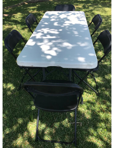  6 ft. Table with 6 Black Chairs Set
