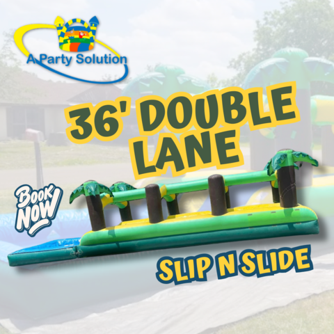 36 ft. Double Lane Slip N Slide with Pool