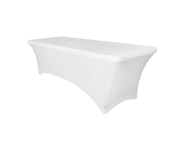 8 FT White Spandex Table Cloth